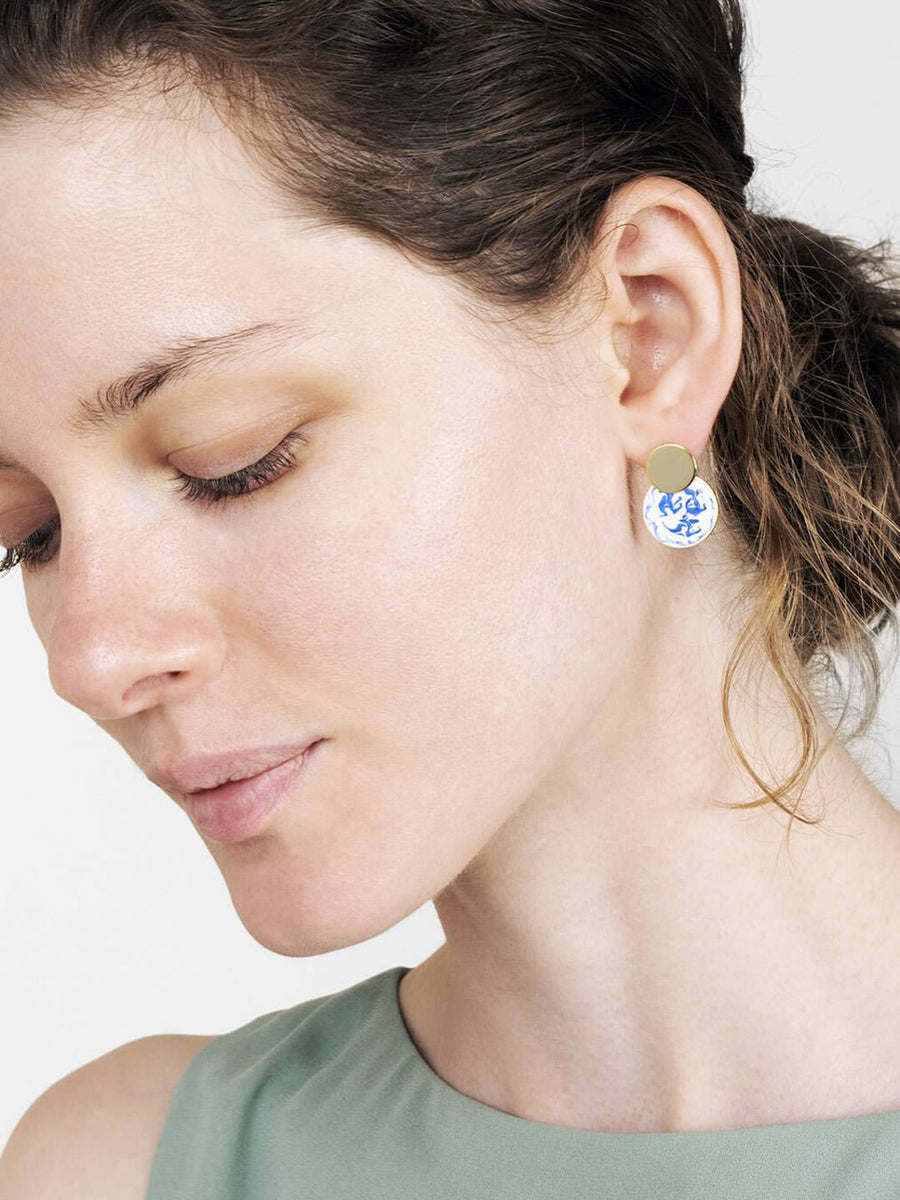 Blue 2025 marble earrings