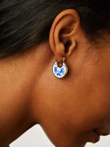 Enamel Earrings - Hana Marble Blue