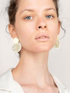 Enamel Earrings - Kinoko Marble Gold