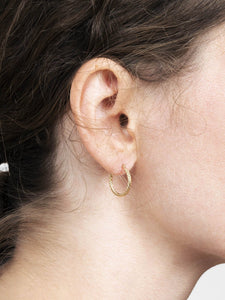 14K Gold Earrings - Small Twisted Hoops