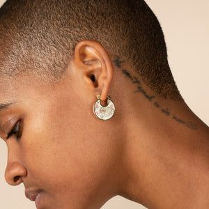 Enamel Earrings - Hana Marble Pink