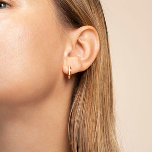 Enamel Huggie Hoops - Jenny Off White
